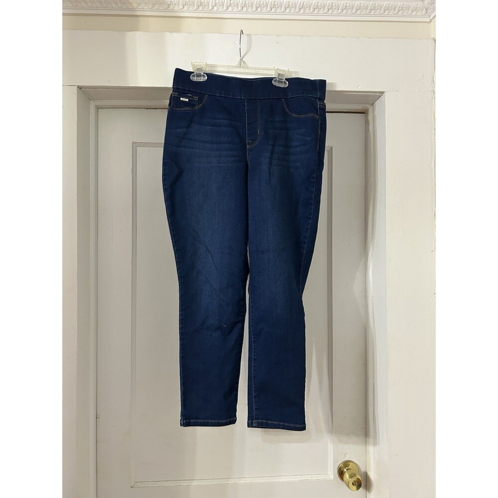 Women’s Nine West Heidi Pull On Crop Jeans Size 12 Slimming Shaping Dark Wash
